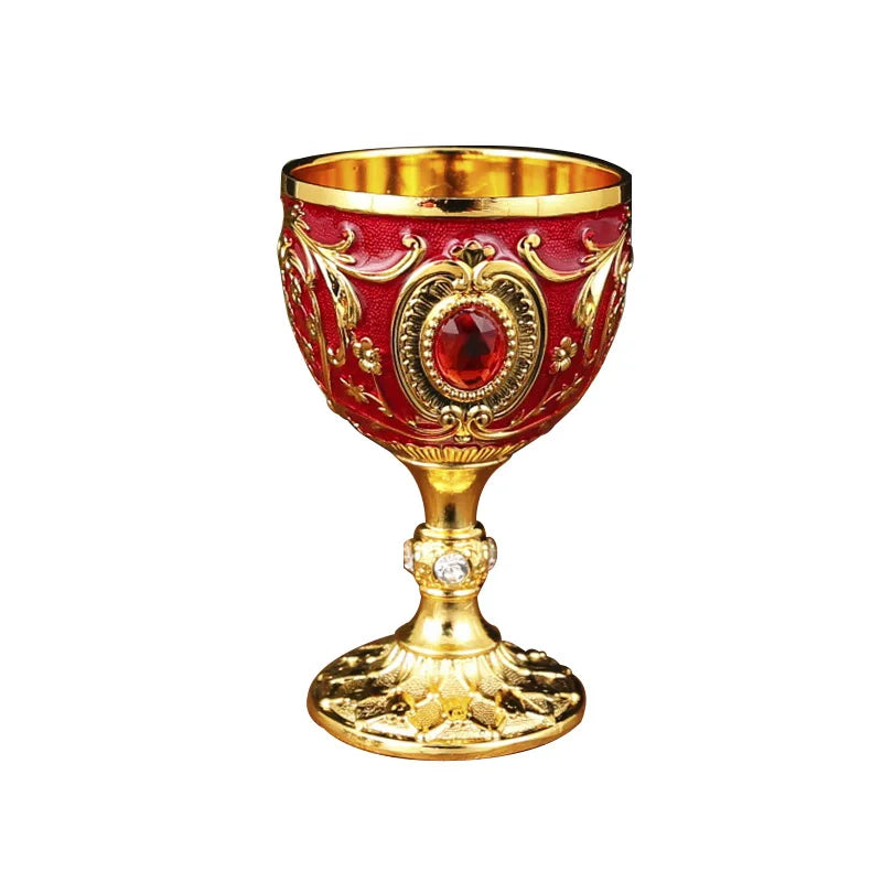 Vintage Medieval Hand-Engraved Metal Wine Goblet