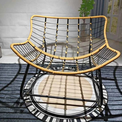 Realife Woven Rattan Rocking Chair Comfortable Soft Bag For Sitting Or Lying Lazy Rocking Chair Balcony Home Use Wrought Iron