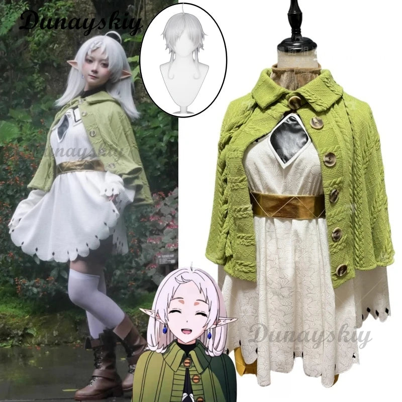 Sylphiette Greyrat Cosplay Costume Wig Anime Mushoku Tensei Cute Suit Dress Jobless Reincarnation Green Sweater Halloween