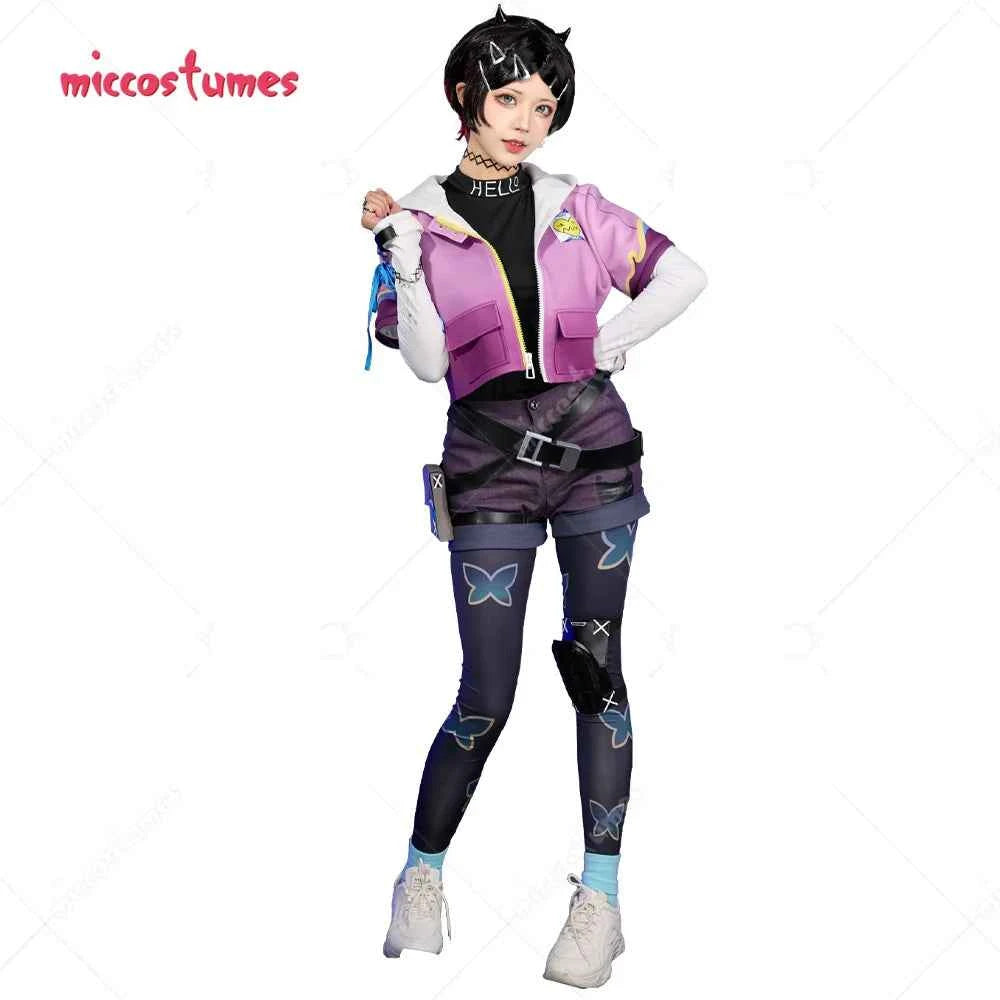 Miccostumes Wiomen's Clove Cosplay Costume Top and Jacket with Shorts and Tights Fullset