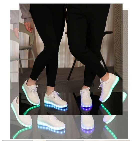 Comemore 2022 Adult Unisex Womens Mens Kid Luminous Sneakers Glowing USB Charge Boys LED Colorful Light-up Shoes Girls Footwear SS69