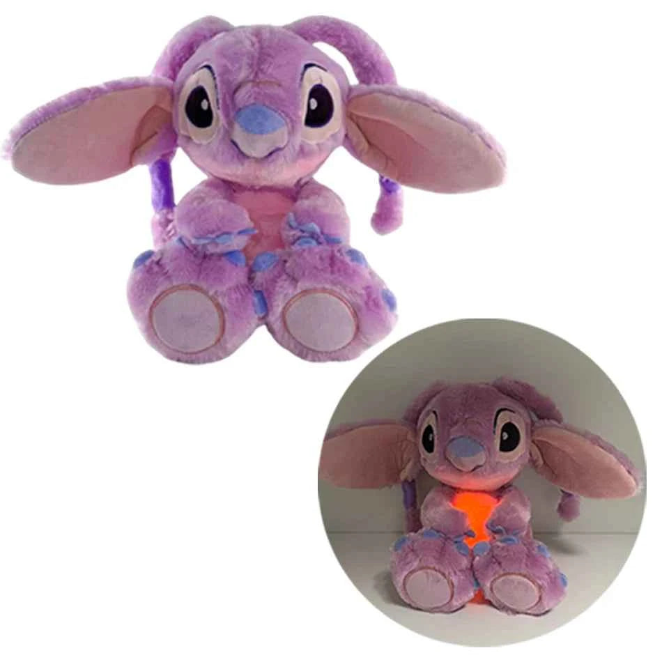 2025 hot Disney Lilo&Stitch Plush Doll Breath Child Peluche Soothes Toy Anime Baby Music Light Sleep Toys Pink Stitch Kid Gifts