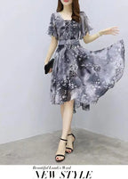 Women floral Chiffon Flower Dress 2026 trends new in Ladies Elegant V Neck short Sleeve korean style Summer Dress Female Clothes