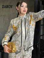 Camisas Newest Exclusive Women Luxury Shirt Long Sleeve Lapel Satin Shirt Old Money Print Brand Design Shirt OL Blouse руба