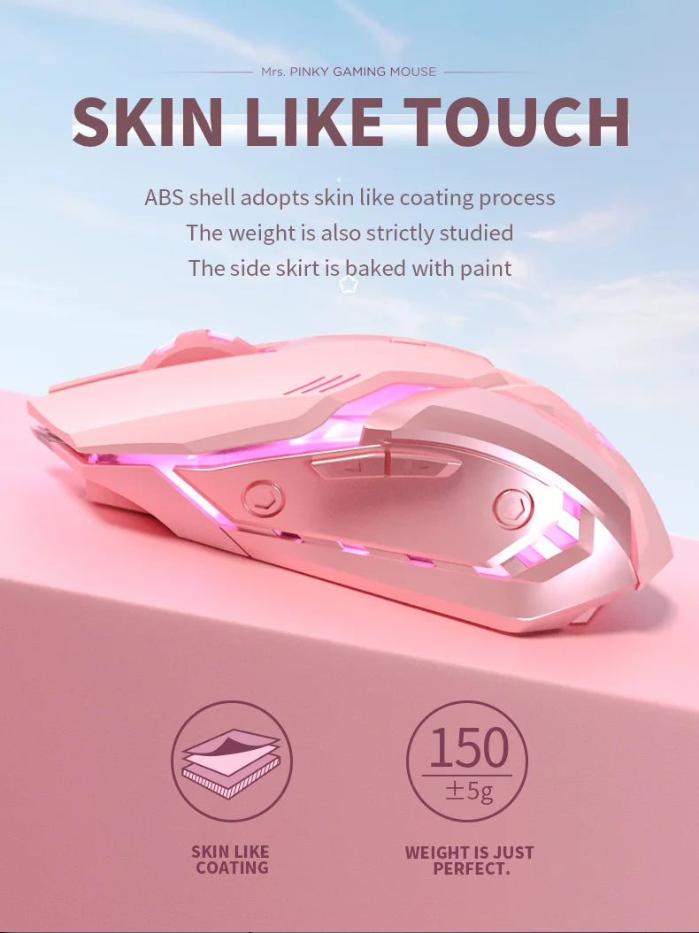 Gaming Mute Rechargeable Mouse 2.4GWireless Pink USB  RGB Gamer Ergonomic Mice Optical Office Computer Mouse for IOS Android SS69