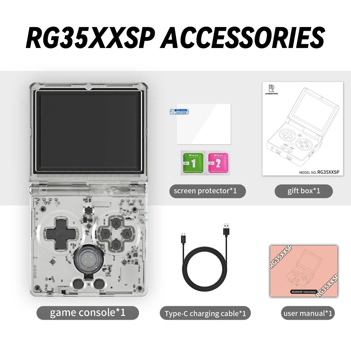RG35XXSP Fold Handheld Game Consoles 3.5 Inch 640*480 IPS Screen 3300mAh Linux System HDMI-TV Output Retro Video Game Player SS69 97.69 White TR / france / 64G With Bag