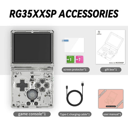 RG35XXSP Fold Handheld Game Consoles 3.5 Inch 640*480 IPS Screen 3300mAh Linux System HDMI-TV Output Retro Video Game Player SS69 97.69 White TR / france / 64G With Bag