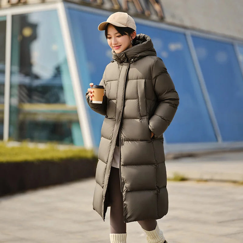 Semir Down Jacket Women Long Length Waterproof Coat 2026 Fashion Winter New Loose Hooded Coat Simple Down Jacket Woman