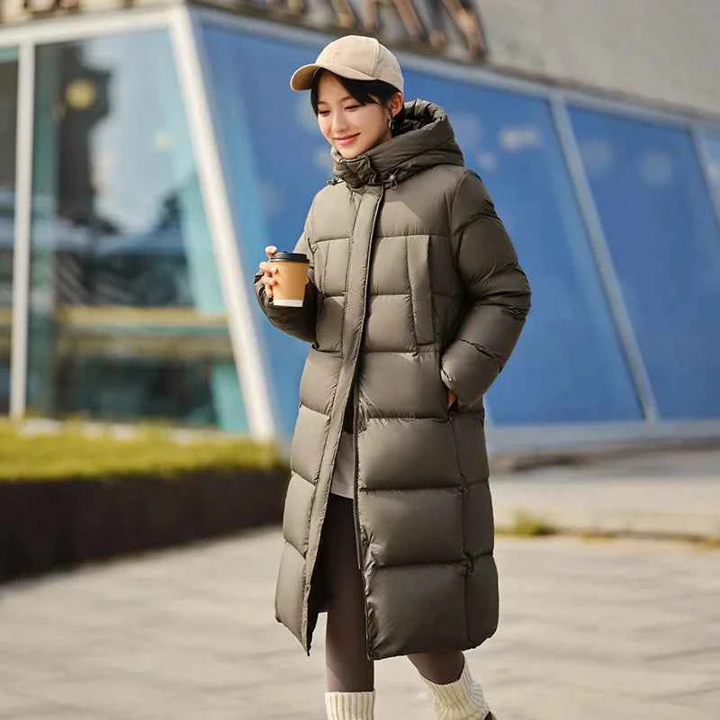 Semir Down Jacket Women Long Length Waterproof Coat 2026 Fashion Winter New Loose Hooded Coat Simple Down Jacket Woman