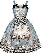 Vintage Gothic Lolita Style Slip Dress Women Harajuku Y2k Sleeveless Dark Bunny Print Party Dresses Girly Kawaii Bow Vestidos
