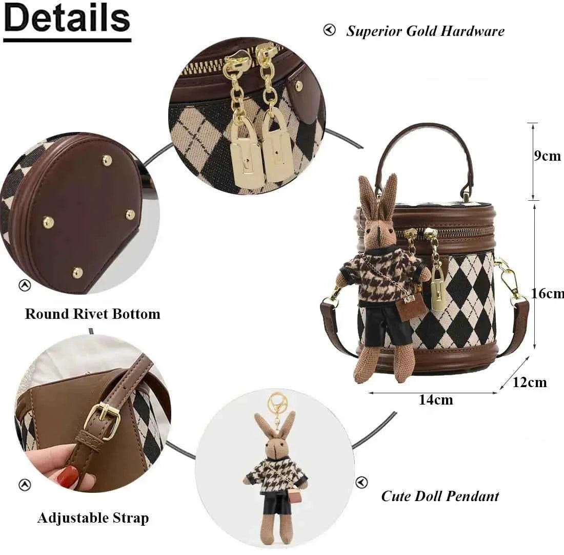 Women's Bag for Women Fashion Luxury Designer Zipper Small Handbags For Women Leather Bucket Shoulder Bag 2023 New Trend Pendant