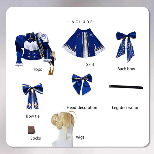 Honkai Star Rail HSR Fate Saber Cosplay Costume Wig Women Halloween Carnival Party Role Playing Dress Outfits Clothes