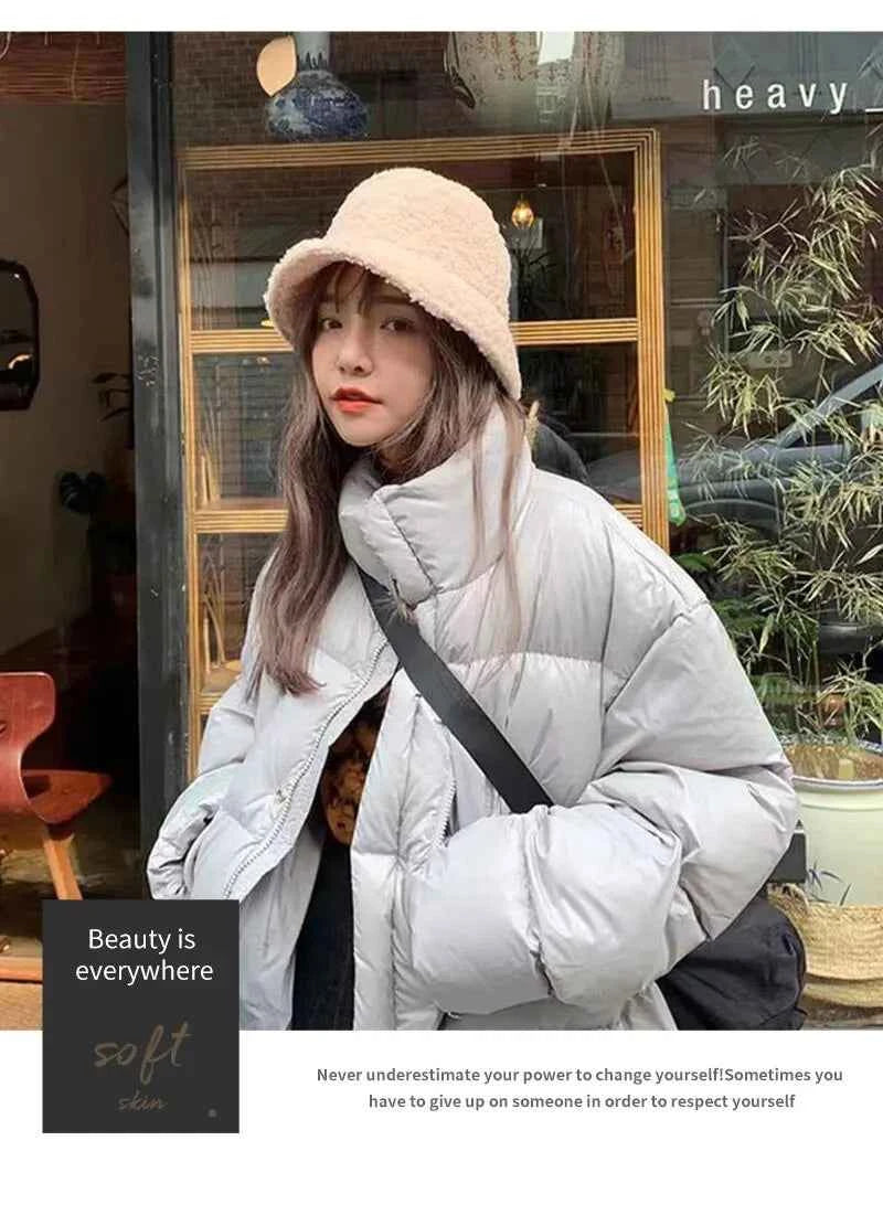 Unisex Harajuku Bucket Hat Solid Men Fishing Fisherman Hat Autumn Winter Lamb Wool Outdoor Warm Panama Cap For Women