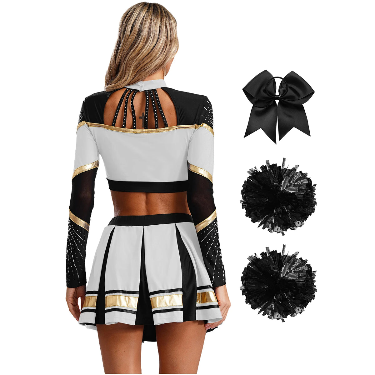 Women's Cheerleading Performance Costume Set with Crop Top and Skirt