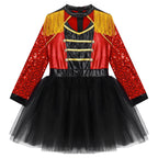 Inlzdz Women's Sequin Tassel Ringmaster Leotard Dress
