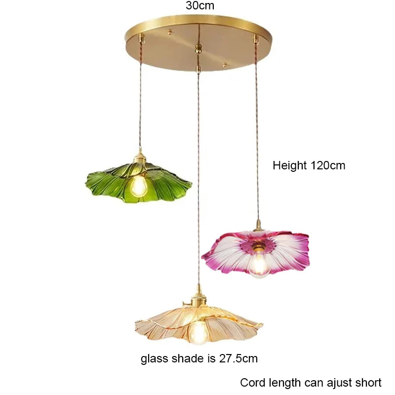 Vintage Pendant Lights Flower Glass Hanging Lamps Home Decoration Lighting Living Room Bedroom Bedside Light Fixture Indoor Shop
