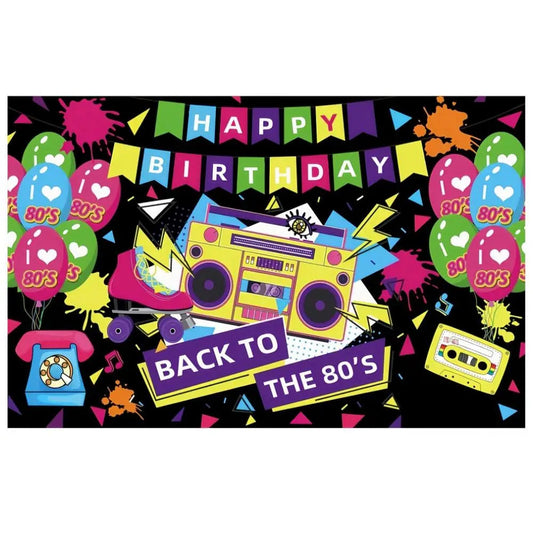 Back To 80'S Backdrop Graffiti Hip Pop Party Disco Music Photo Background Banner Graffiti Back To The 80’S Party Decorations SS69 11.69 D