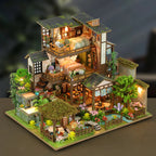 DIY Wooden Bamboo Spring Courtyard Casa Miniature Building Kits Bookend Assembled Dollhouses Bookshelf Home Decor Friends Gifts SS69