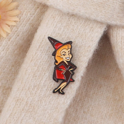 Halloween Witch Enamel Pin Brooch Pines Lapel Pins Badge on Backpack Clothing Accessories Punk Jewelry Party Cosplay Gifts SS69