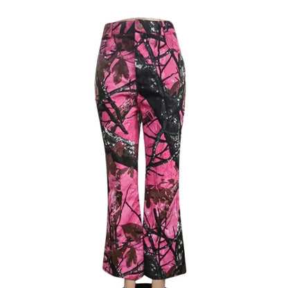 FAGADOER Pink Camouflage Print Pants Women Y2K Streetwear Button Pocket patchwork Straight Pants Hot girl Bottoms 2025 SS69 32.69 Pink / XS