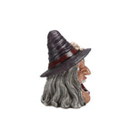 Halloween Witch Head Decor with LED Light and Mist Effect, Spooky Tabletop Decoration with Glowing Eyes