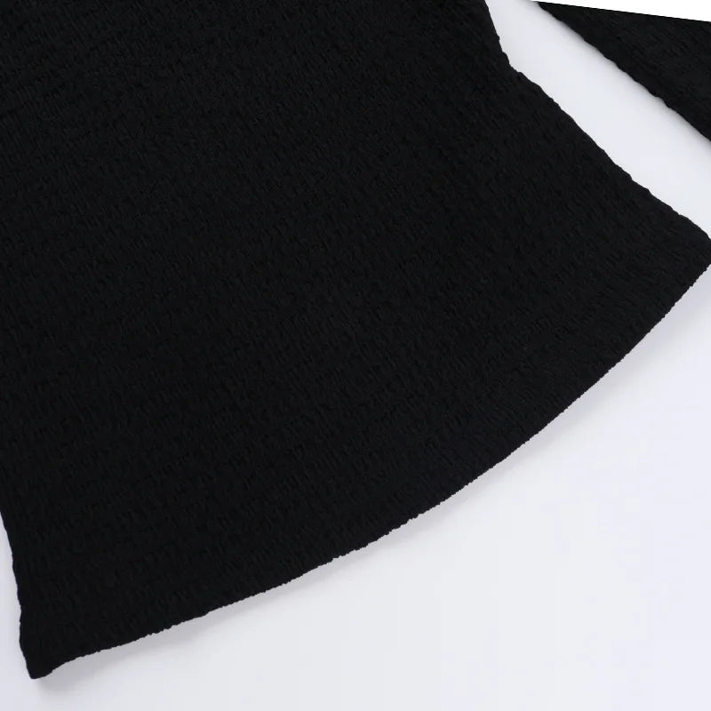 Goth Dark Fishnet Patchwork Off Shoulder Halter Top