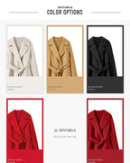 SENTUBILA Women's 100% Wool Long Wrap Coat with Belted Waist