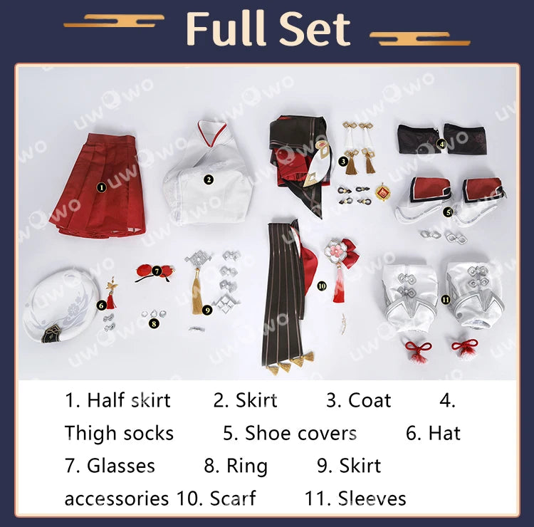 UWOWO Hutao Cosplay Collab Series: Game Genshin impact Hutao Cherries Snow Laden outfit Lantern Rite Cosplay Costume