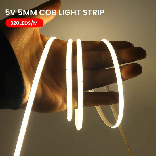 DC 5V USB COB Strip 3MM 5MM 8MM White/Pink/Red/White/Yellow/Yellow/Ice Blue/Green Flexible Ribbon Rope Home Decor TV Backlight