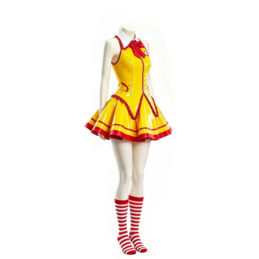 Anime Restaurant Waiter Uniform Virtual Idol Dress Cosplay Red Yellow Dress Woman Adult Stage Uniform Halloween Party