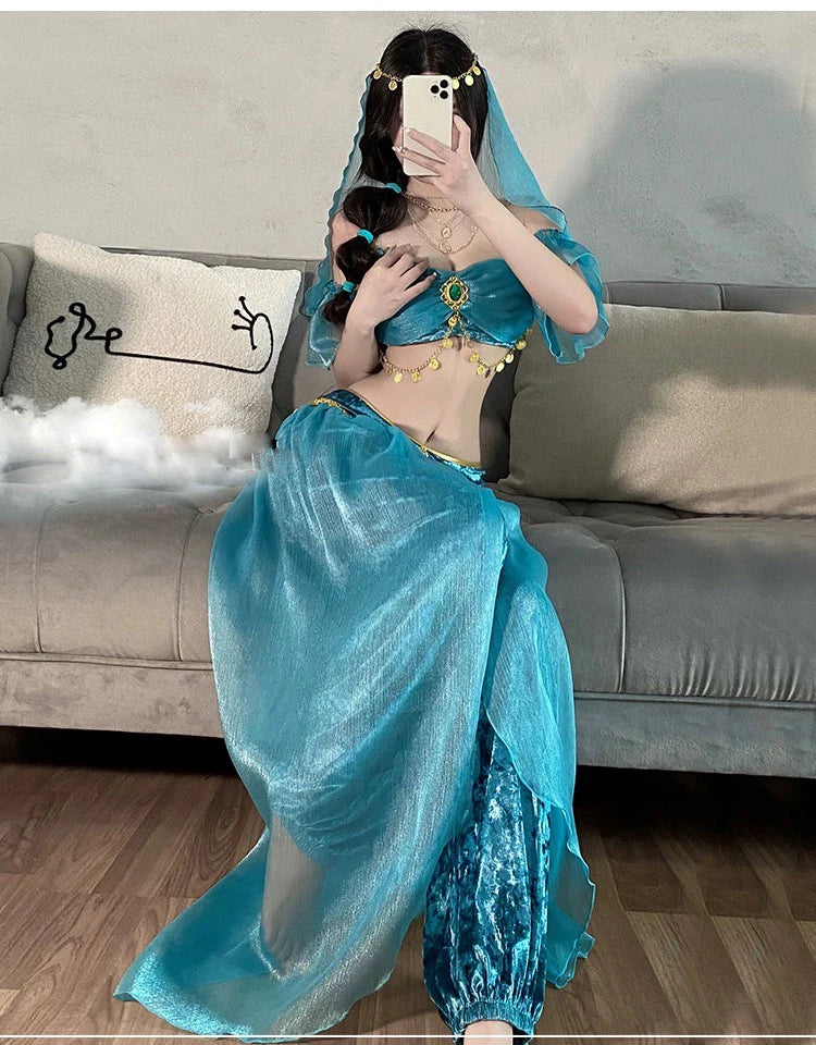 Egyptian Queen Knit Belly Dance Cosplay Costume Set for Women