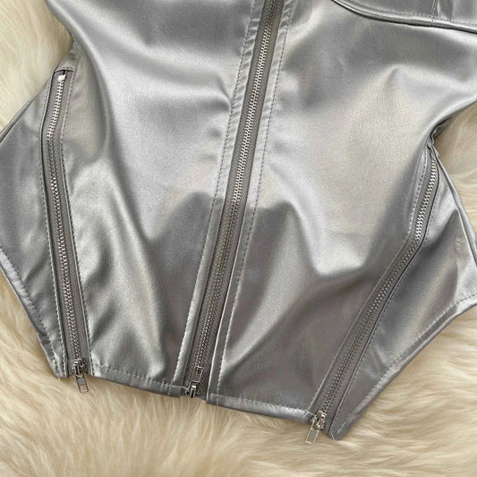 Silver Gold Corsets for Women Steampunk Gothic Corset Bustier with Zipper  Vintage Style Corset Top Burlesque Lingerie