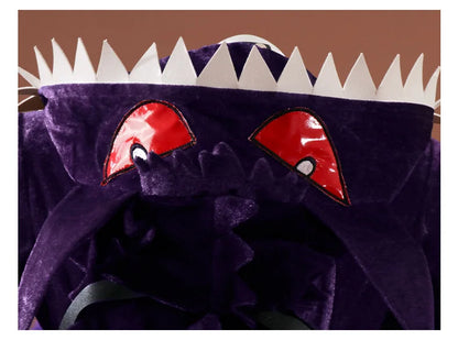 Gengar Anime Cosplay Bodysuit with Hood Tail and Socks Purple Ghost Romper