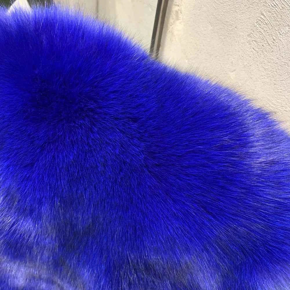 Winter Long Fur Coats Winter Female Natural Fox Fur OutWear Full Pelt Real Fox Fur Jackets with Long Sleeve