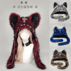 Cat Ear Hat, Punk Style Rock Autumn and Winter Warm Hat, Dark Gothic Style Winter Plush Hat