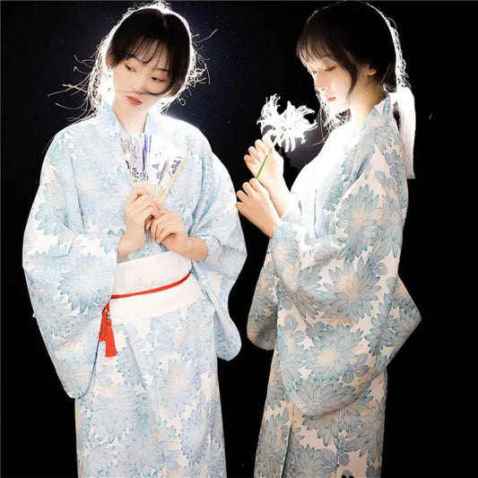 Printed Floral Traditional Japanese Kimono Elegance Asian Sakura Girl Kimono Dress Japanese Style New