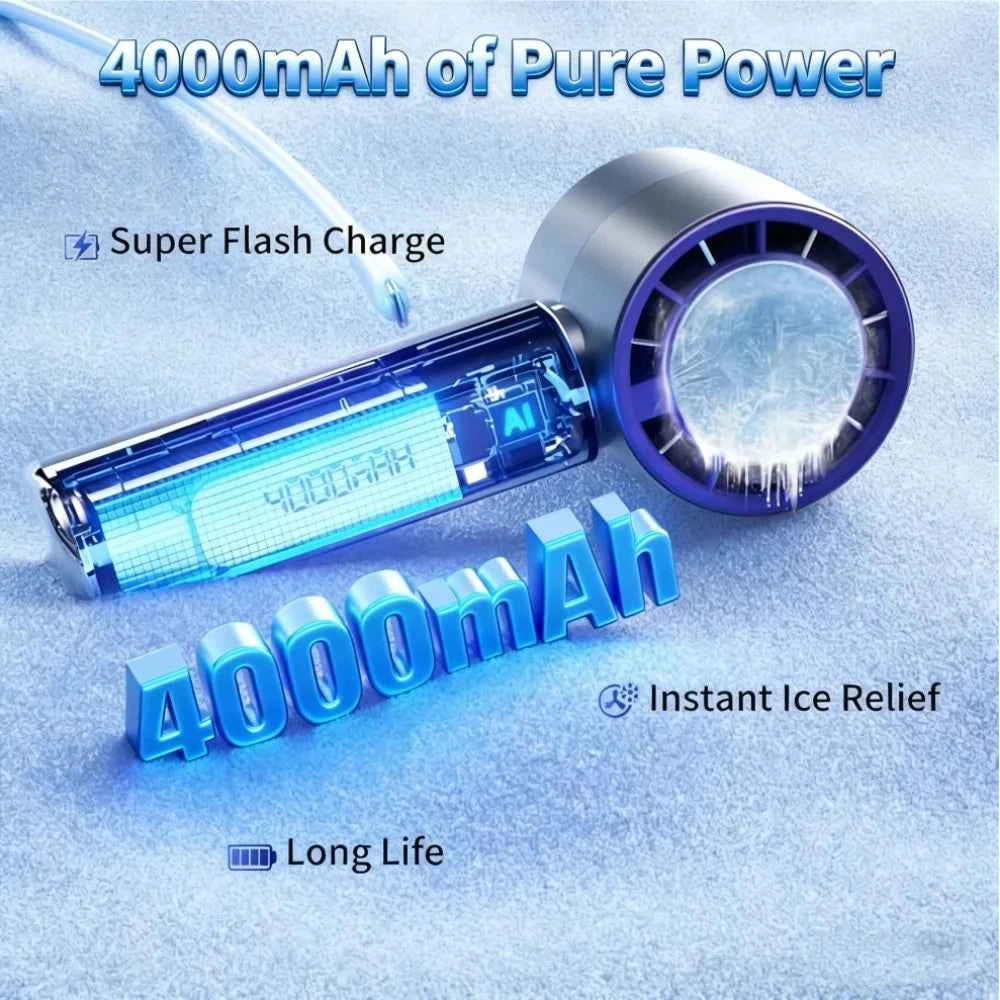 Outdoor Portable Mini Fan Handheld Fan with LED Display Semiconductor Refrigeration 100 Wind Speeds USB Rechargeable Battery Fan