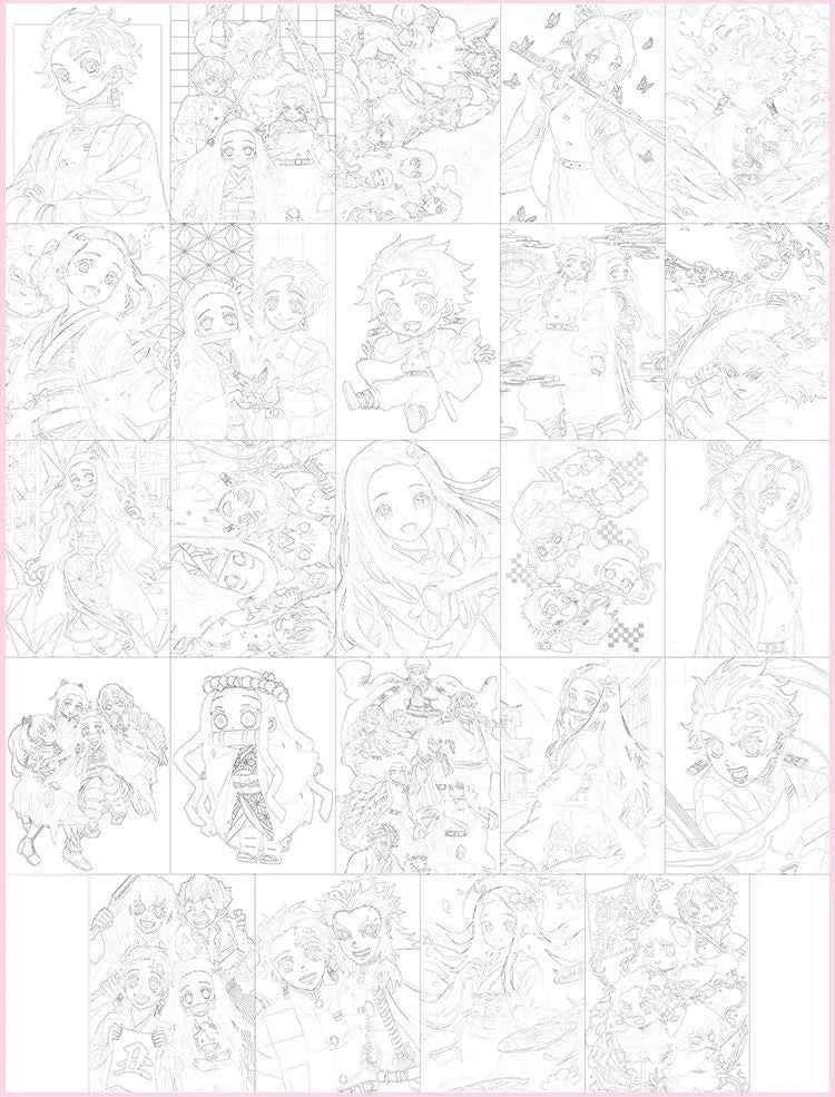 Demon Slayer Anime Coloring Books Kamado Tanjirou Kamado Nezuko Painting Figure Hand Drawn Cartoon Line Draft Drawing Book Gifts