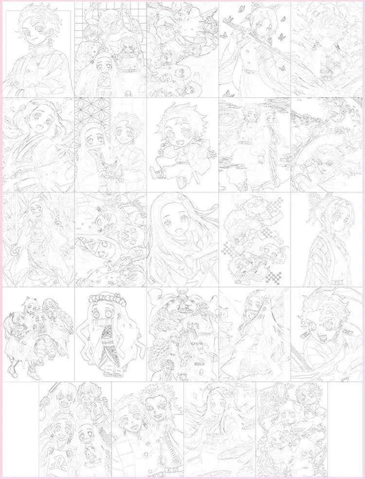Demon Slayer Anime Coloring Books Kamado Tanjirou Kamado Nezuko Painting Figure Hand Drawn Cartoon Line Draft Drawing Book Gifts