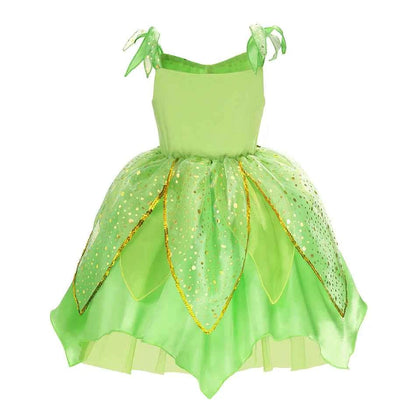 Summer Girls Tinkerbell Fairy Dresses Up for Girls Costume Kids Cosplay Flower Fairy Princess Clothes Christmas Party Outfit