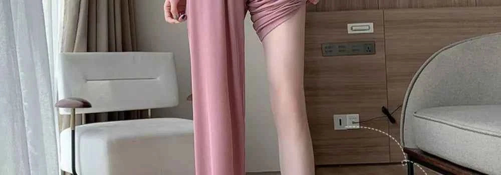 Summer Women's Maternity with Pockets Large Size Maternity Trousers Outside Wearing Thin Section of Ice Silk Draped Wide-Legged