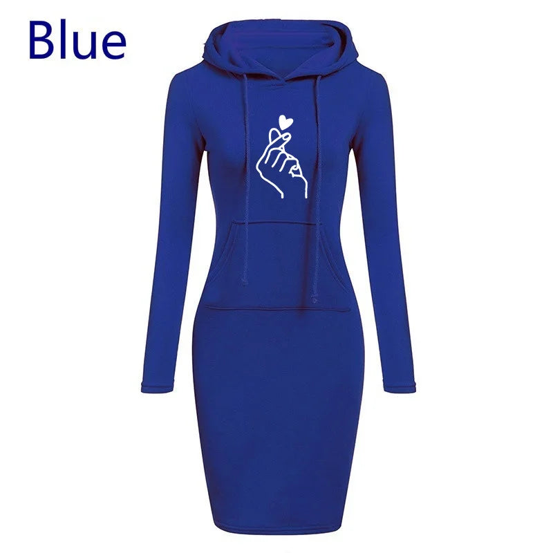 Ladies Dress Autumn Women Hooded Dresses Hoodies Women Sweatshirts Women Hoodies Dress Tops Ladies Clothing