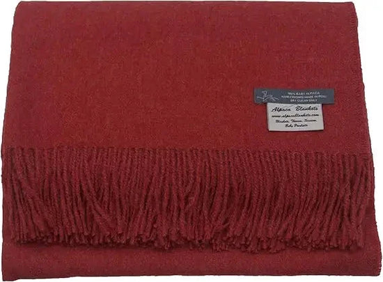 Luxury Alpaca Wool Solid Color Throw Blanket Handcrafted for Cozy Comfort and Warmth SS69 167.69 United States / Pomegranate