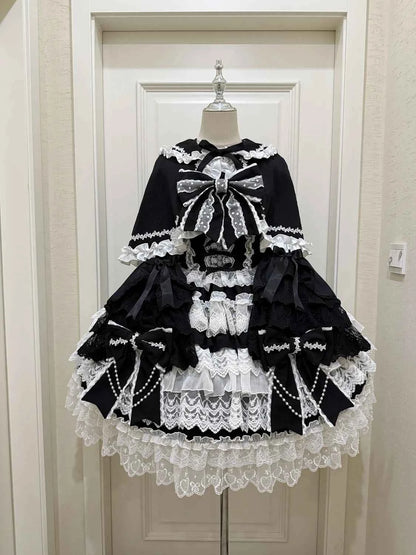 Women's Pink Lolita Dress Cape Set New Spring Women's Sweet Girl Lace Princess Jsk Cake Dress Fairy Suspender Dress Shirt Outfit