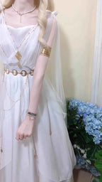 NONSAR God Greek Sweet Vintage Fairy Dress Women Summer Court Style Han Elements Chiffon Elegant floating Strap Long Dresses