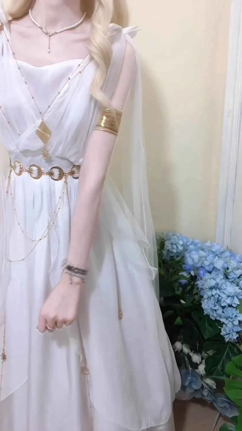 NONSAR God Greek Sweet Vintage Fairy Dress Women Summer Court Style Han Elements Chiffon Elegant floating Strap Long Dresses