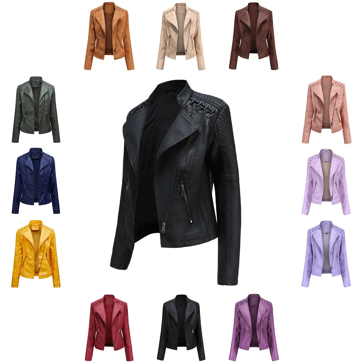 2025 Steampunk Rock Rivet Women's Leather Jacket Slim Short Streetwear Gothic Embroidery PU Leather Locomotive Coat Femme SS69