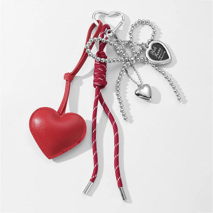 Luxury Charm Tassel Love Heart Pendant Handmade Creative Bowknot Keychain Cute Glossy Pendant Keychain Bag Accessories SS69 10.69 red / CHINA