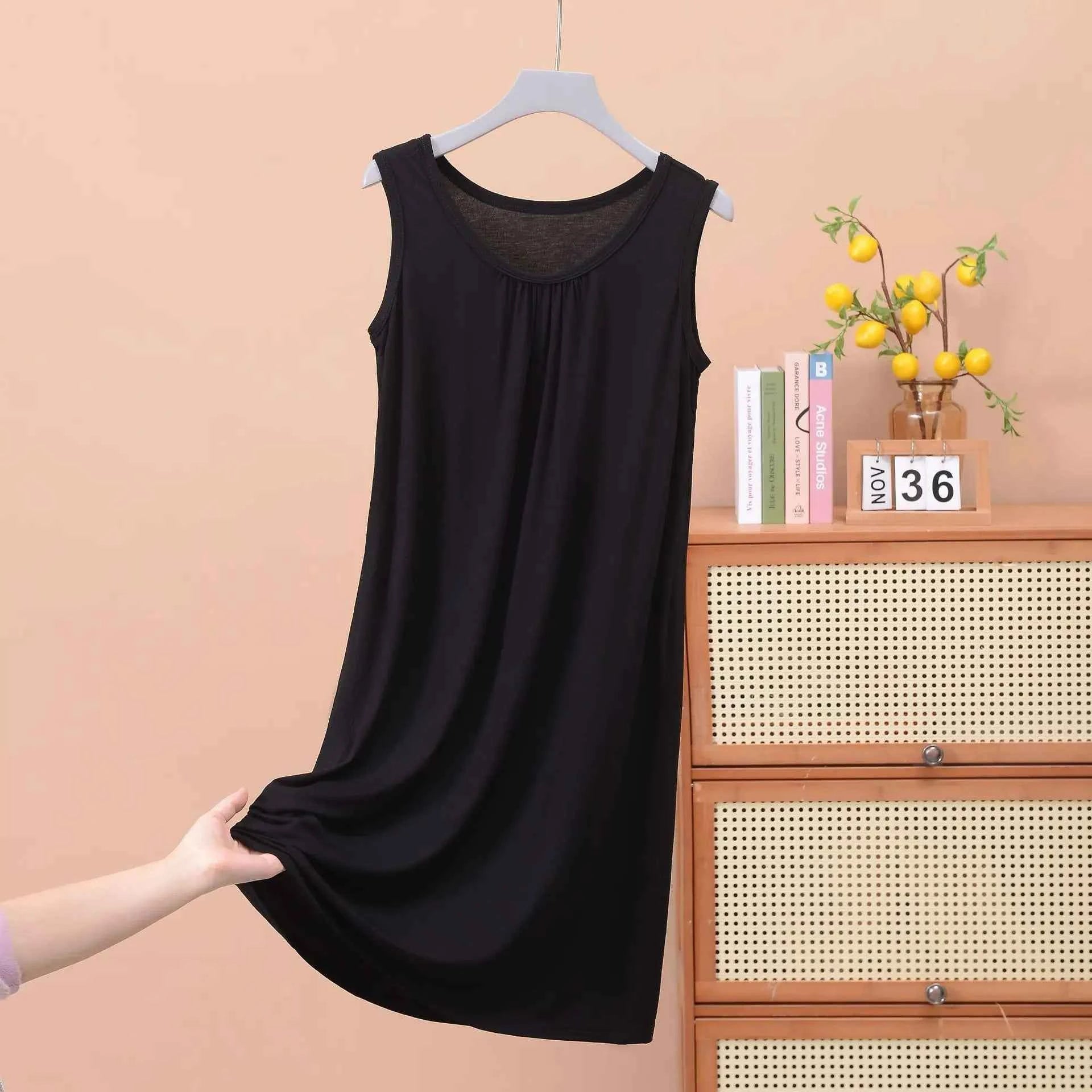 Plus size XL to 8XL Modal sleeveless sleepdress Summer lady's tank dress Loose camisole nightdress comfort dresses