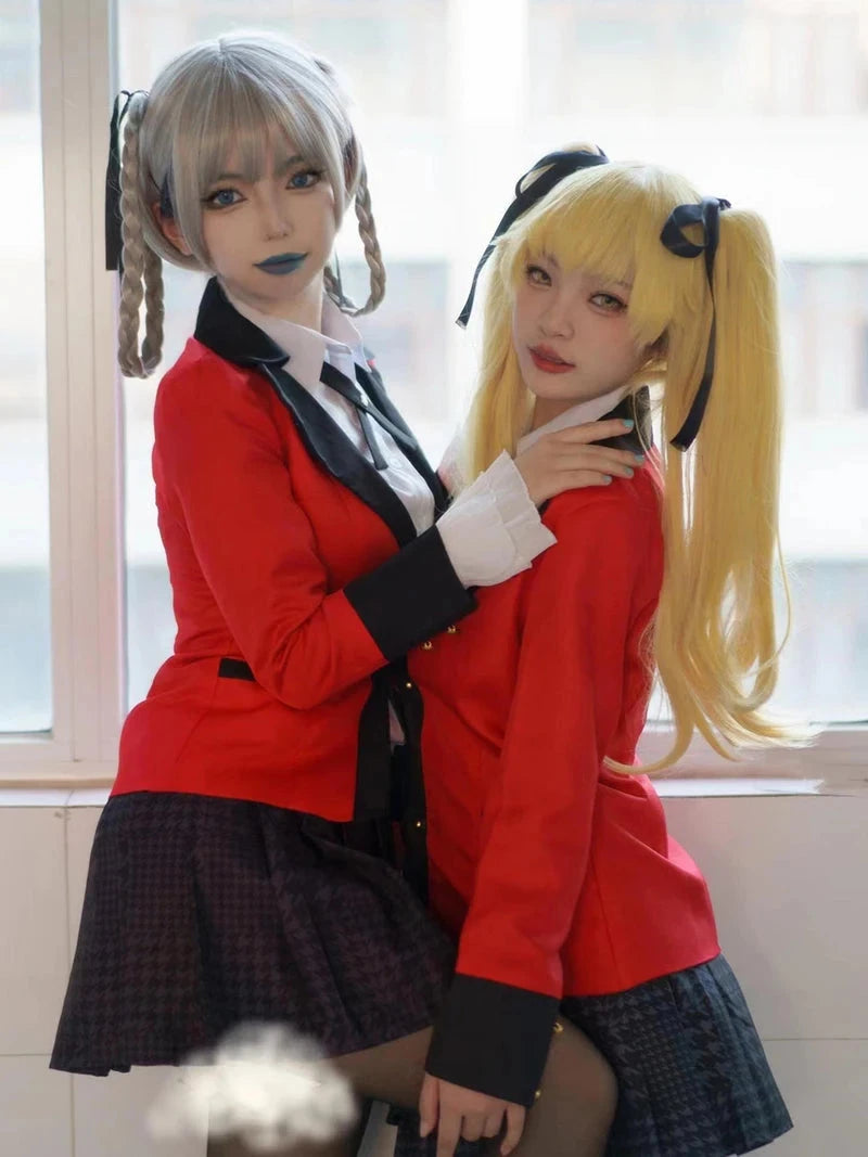 Anime Kakegurui Cosplay Costume Kirari Momobami Uniform Yumeko Sayaka Compulsive Gambler Japanese School Girl Pleated Skirt Suit SS69